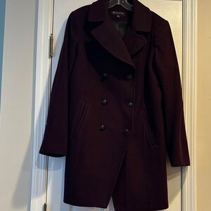 INC International Concepts Women's Pea Coat - Rich Burgundy